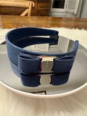 Salvatore Ferragamo Denim Bow Headband